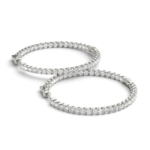 Round Diamond Inside Out Hoop Earrings