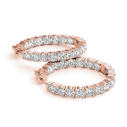 14K Rose Gold Diamond Inside Out Hoop Earrings