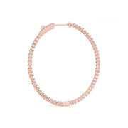 14K Rose Gold Round Diamond Inside Out Hoop Earrings