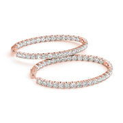14K Rose Gold Diamond Inside Out Hoop Earrings