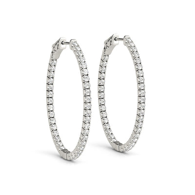 Round Diamond Inside Out Hoop Earrings