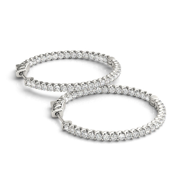 Round Diamond Inside Out Hoop Earrings