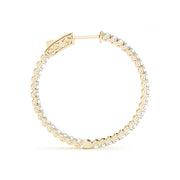 14K Yellow Gold Diamond Inside Out Hoop Earrings