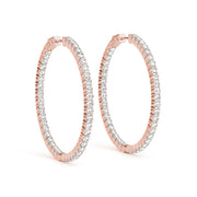 18K Rose Gold Diamond Inside Out Hoop Earrings