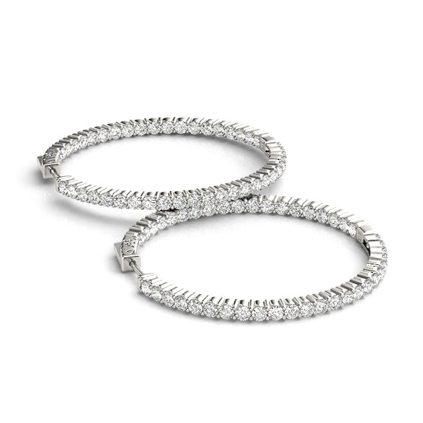 Diamond Inside Out Hoop Earrings in Multiple Metals