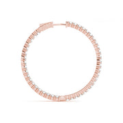 18K Rose Gold Diamond Inside Out Hoop Earrings