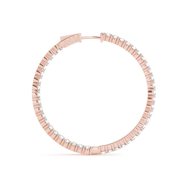 18K Rose Gold Diamond Inside Out Hoop Earrings