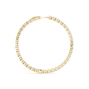 14K Yellow Gold Round Diamond Inside Out Hoop Earrings