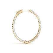 14K Yellow Gold Diamond Inside Out Hoop Earrings