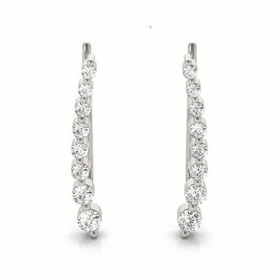 14K Gold Round Diamond Climber Earrings