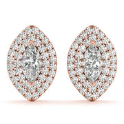 14K Rose Gold Marquise Diamond Halo Earrings