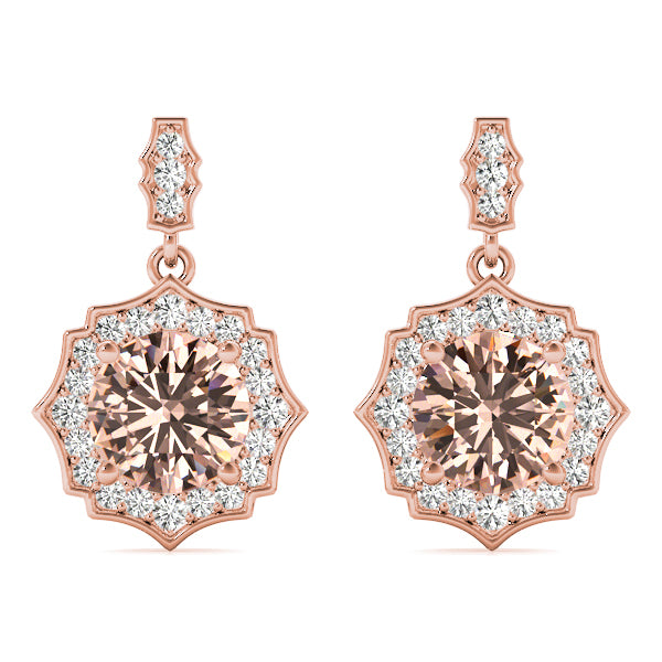 14K Rose Gold Round Diamond Fashion Earrings