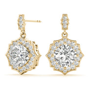 14K Yellow Gold Diamond Halo Stud Earrings