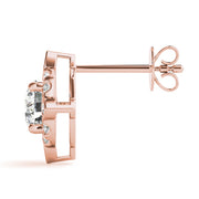 14K Rose Gold Diamond Halo Stud Earrings