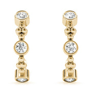 14K Yellow Gold Round Diamond J-Hoop Earrings
