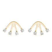 14K Yellow Gold Round Diamond Fashion Earrings