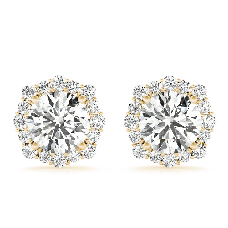 14K Yellow Gold 1 1/5 ct tw Halo Diamond Earring