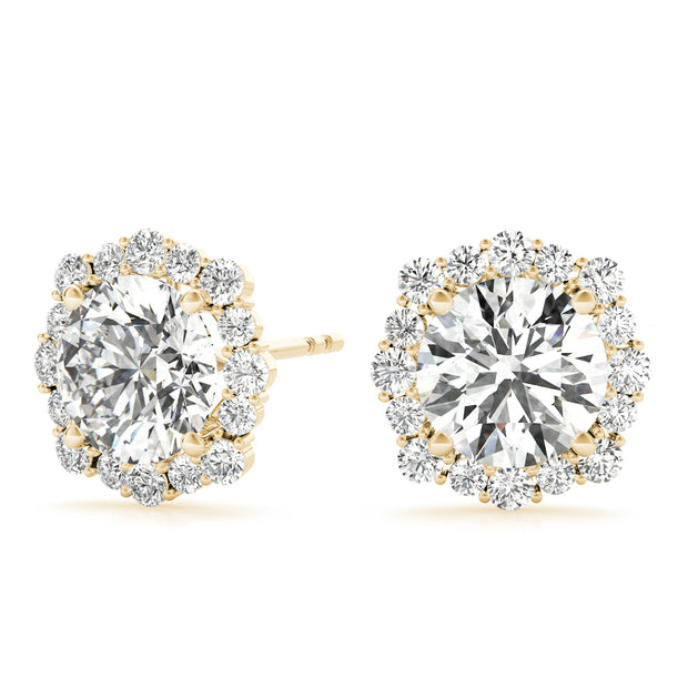 14K Yellow Gold 1 1/5 ct tw Halo Diamond Earring