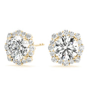 18K Yellow Gold 1 1/5 ct tw Halo Diamond Earring