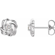14K White Gold 1/5 CTW Natural Diamond Knot Stud Earrings