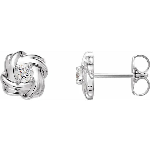 14K White Gold 1/5 CTW Natural Diamond Knot Stud Earrings