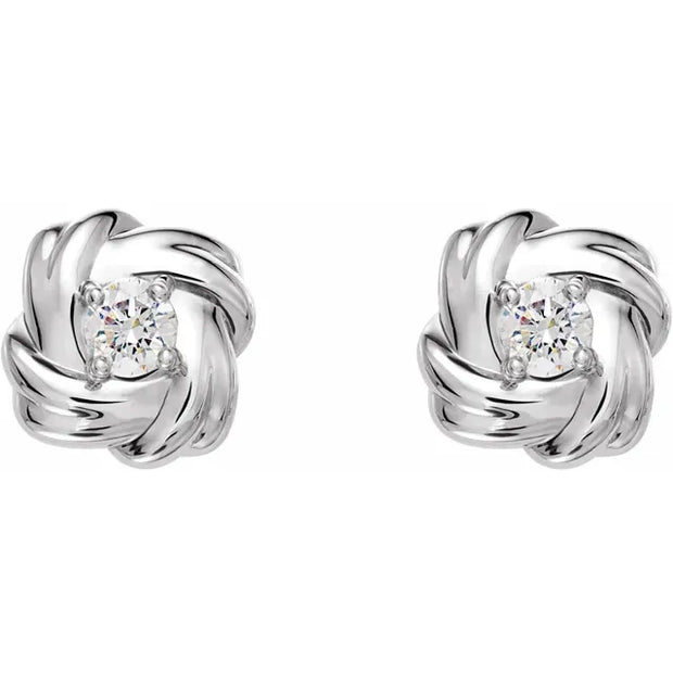 14K White Gold 1/5 CTW Natural Diamond Knot Stud Earrings