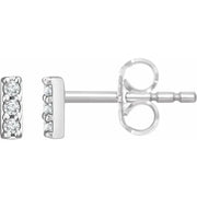 14K White .05 CTW Lab-Grown Diamond Bar Earrings