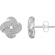 14K White Gold 1/3 CTW Natural Diamond Knot Stud Earrings