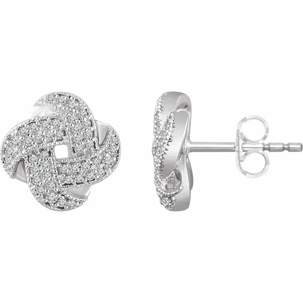 14K White Gold 1/3 CTW Natural Diamond Knot Stud Earrings