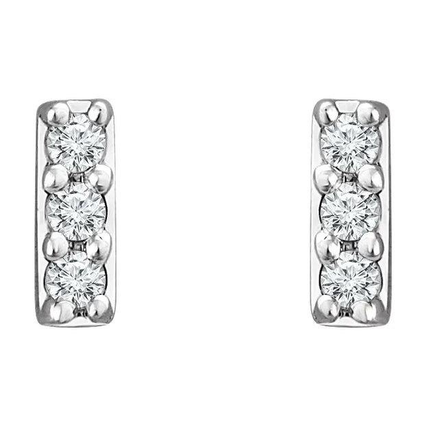 14K White .05 CTW Lab-Grown Diamond Bar Earrings