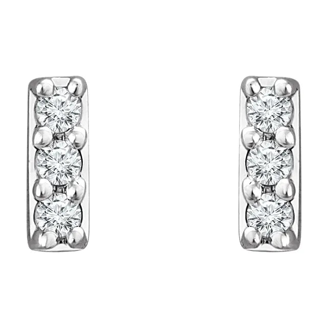 14K White .05 CTW Lab-Grown Diamond Bar Earrings
