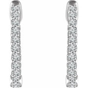 14K White Gold 1 CTW Natural Diamond Inside-Outside Hoop Earrings