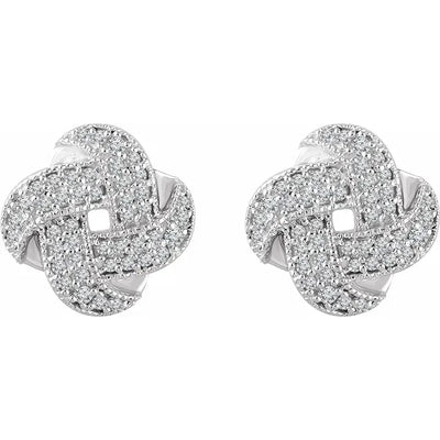 14K White Gold 1/3 CTW Natural Diamond Knot Stud Earrings