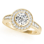 18K Yellow Gold 1 1/3 ct tw Halo Diamond Engagement Ring