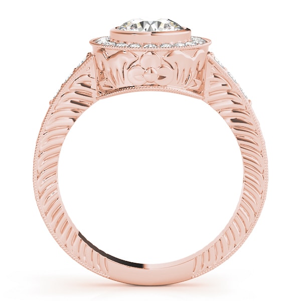 14K Rose Gold 1 1/3 ct tw Halo Diamond Engagement Ring