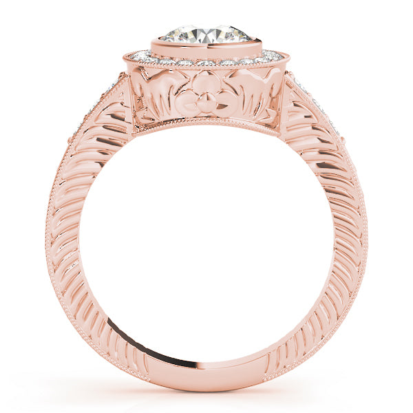 18K Rose Gold 1 1/3 ct tw Halo Diamond Engagement Ring