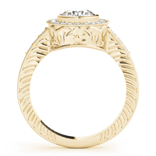 18K Yellow Gold 1 1/3 ct tw Halo Diamond Engagement Ring