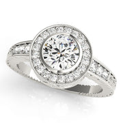 14K White Gold 1 1/3 ct tw Halo Diamond Engagement Ring