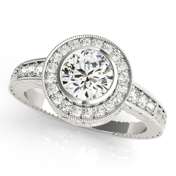 14K White Gold 1 1/3 ct tw Halo Diamond Engagement Ring