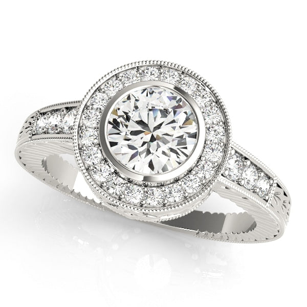 18K White Gold 1 1/3 ct tw Halo Diamond Engagement Ring
