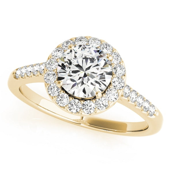 18K Yellow Gold 1 3/8 ct tw Halo Diamond Engagement Ring
