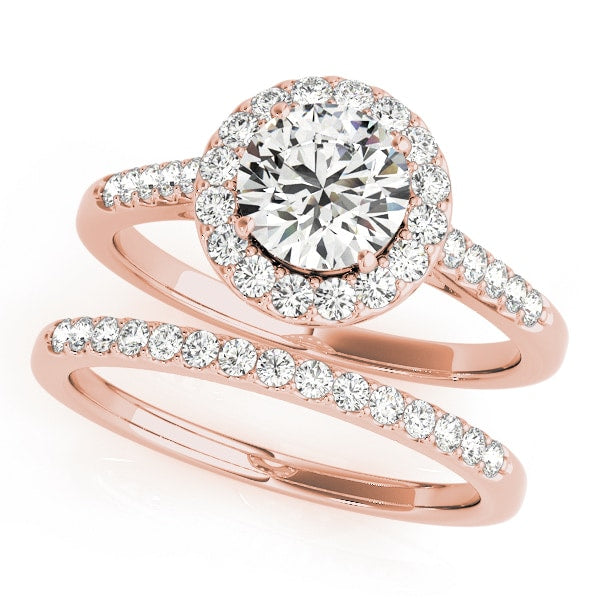 18K Rose Gold 1 3/8 ct tw Halo Diamond Engagement Ring
