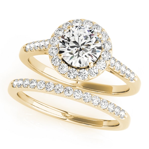 14K Yellow Gold 1 3/8 ct tw Halo Diamond Engagement Ring