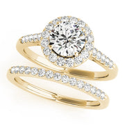 18K Yellow Gold 1 3/8 ct tw Halo Diamond Engagement Ring