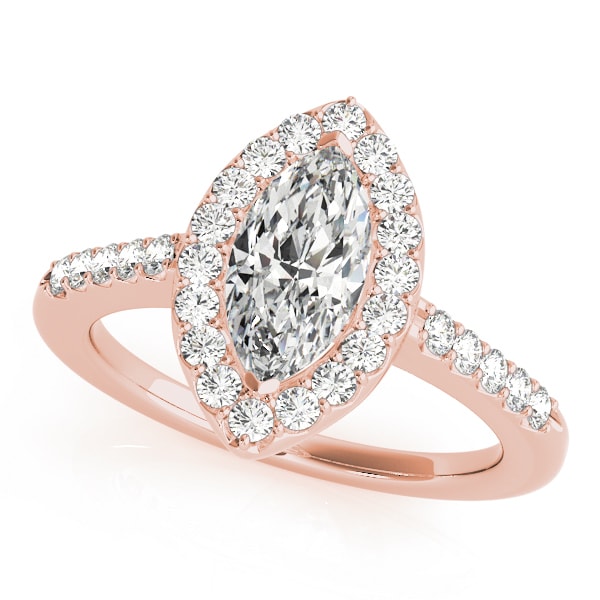 14K Rose Gold 1 1/3 ct tw Halo Diamond Engagement Ring