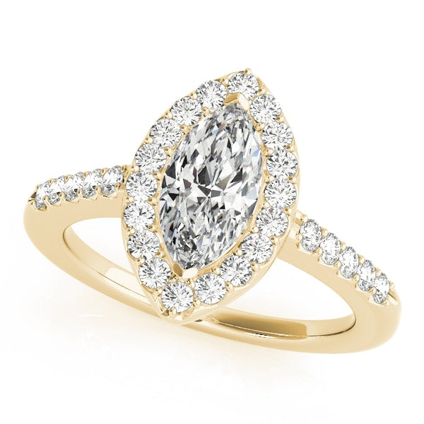 18K Yellow Gold 1 1/3 ct tw Halo Diamond Engagement Ring