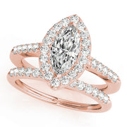 14K Rose Gold 1 1/3 ct tw Halo Diamond Engagement Ring