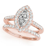 14K Rose Gold 1 1/3 ct tw Halo Diamond Engagement Ring