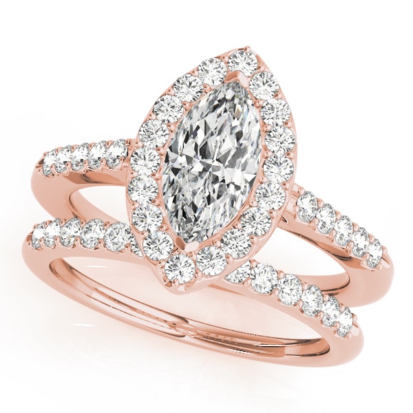 14K Rose Gold 1 1/3 ct tw Halo Diamond Engagement Ring