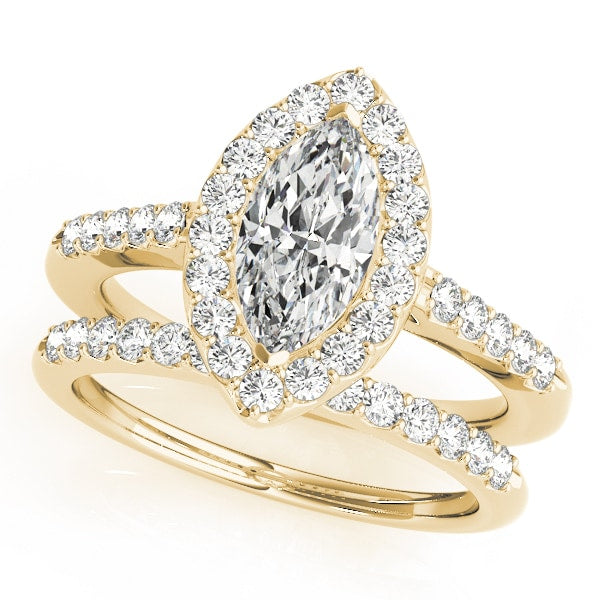 14K Yellow Gold 1 1/3 ct tw Halo Diamond Engagement Ring